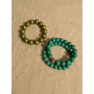 *Stretchy green large bead bracelets